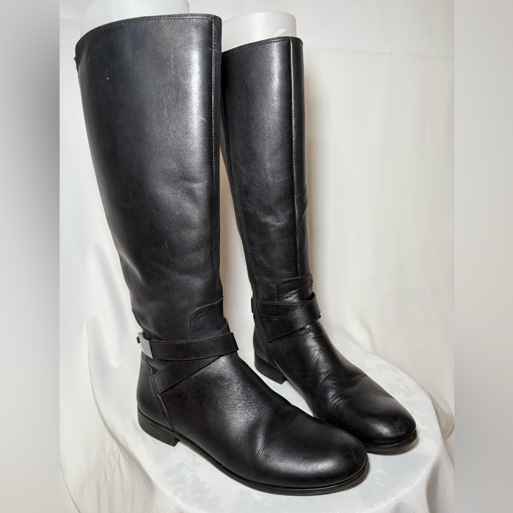 Black Franco Sarto Knee-High Leather Boots